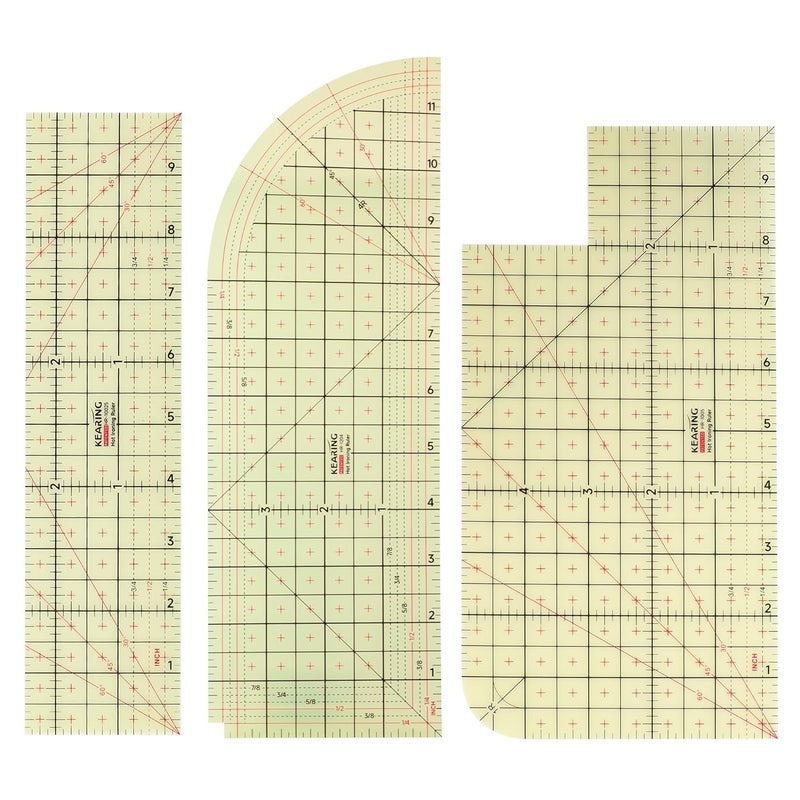MYLbeter 3 Pieces Hot Hem Ruler for Sewing Ruler Heat Resistant Ruler for Quilting and Sewing Tool Thin Pattern Making Clean Measuring Non-Slip Pressing Tool - Image 1